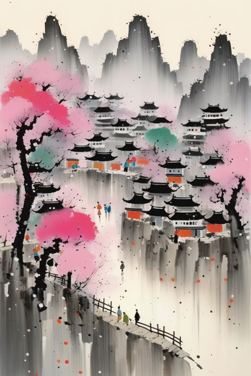 01187-682426256-_lora_Wu Guanzhong Style_1_Wu Guanzhong Style - This is a gouache painting by Wu Guanzhong and william tuner. The main body of t.png